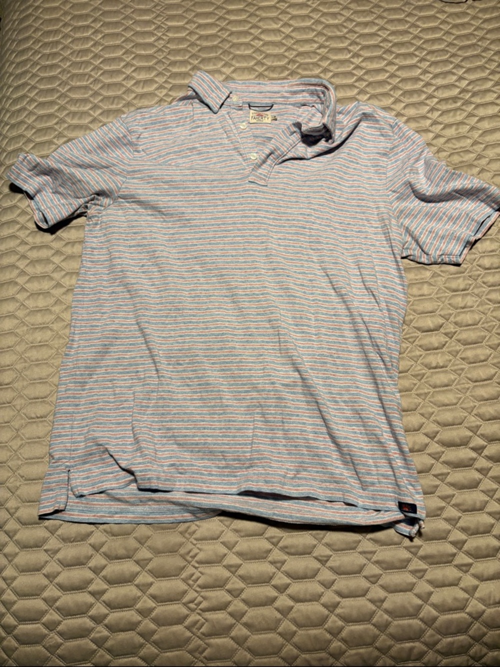 Faherty Pastel Striped Polo in Light Blue and Pink
